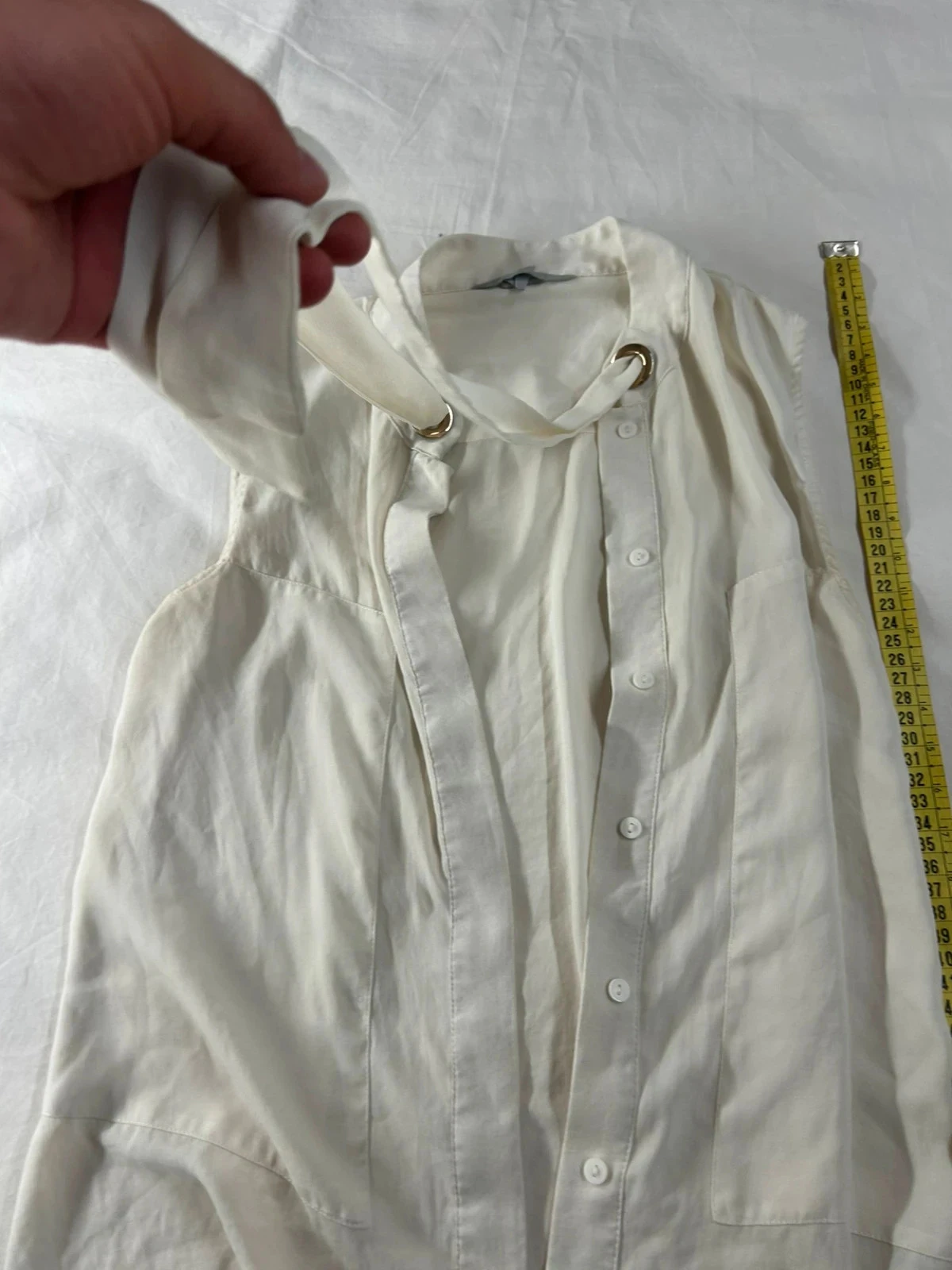 Cream beige short-sleeved blouse h&m – photo 5